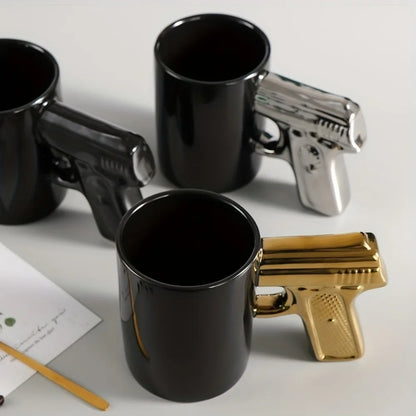 1pc Novelty Ceramic Coffee Mug With Pistol Handle Gun Mug Pistol Cup Coffee Cup Pistol Mug 3D Ceramic Coffee Mug Gift For Men