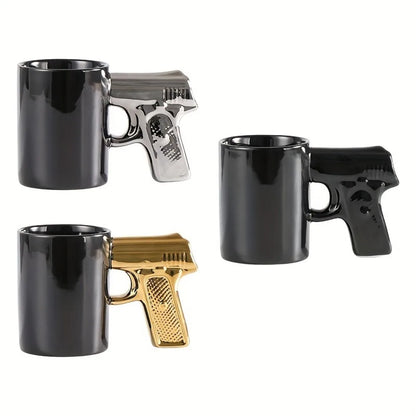 1pc Novelty Ceramic Coffee Mug With Pistol Handle Gun Mug Pistol Cup Coffee Cup Pistol Mug 3D Ceramic Coffee Mug Gift For Men