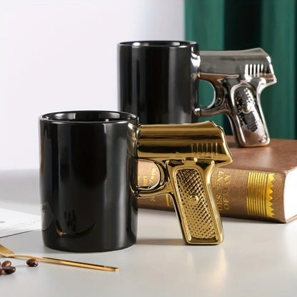 1pc Novelty Ceramic Coffee Mug With Pistol Handle Gun Mug Pistol Cup Coffee Cup Pistol Mug 3D Ceramic Coffee Mug Gift For Men