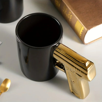 1pc Novelty Ceramic Coffee Mug With Pistol Handle Gun Mug Pistol Cup Coffee Cup Pistol Mug 3D Ceramic Coffee Mug Gift For Men