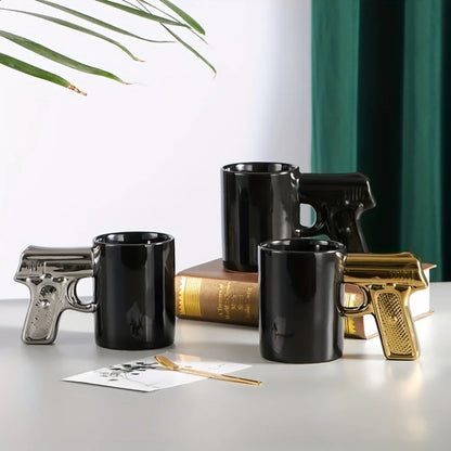 1pc Novelty Ceramic Coffee Mug With Pistol Handle Gun Mug Pistol Cup Coffee Cup Pistol Mug 3D Ceramic Coffee Mug Gift For Men