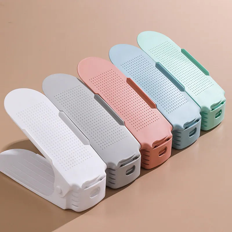 6PCS Durable Adjustable Shoe Organizer Wardrobe Shoes Storasge Footwear Support Slot Space Saving Shoes Storage Rack Shoebox