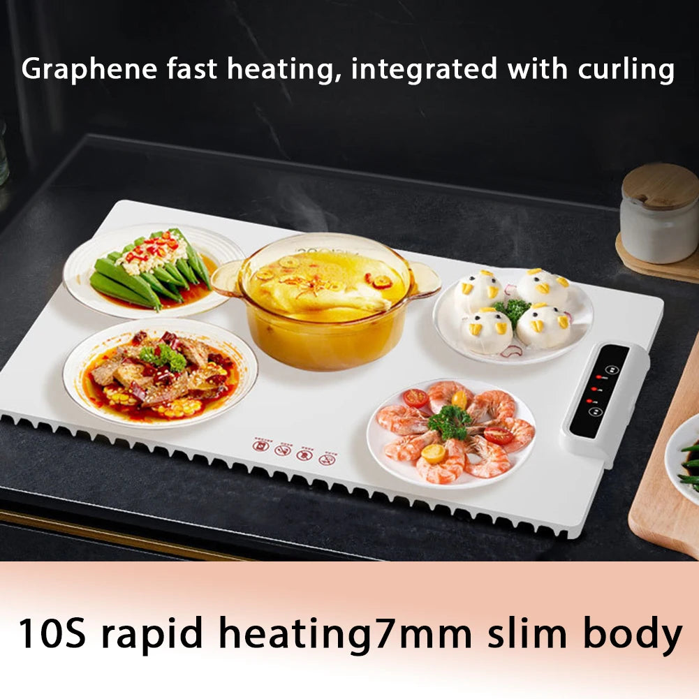 Electric Warming Tray With Adjustable Temperature Foldable Fast Heating Electric Warming Hot Plate For Buffets Family Gatherings